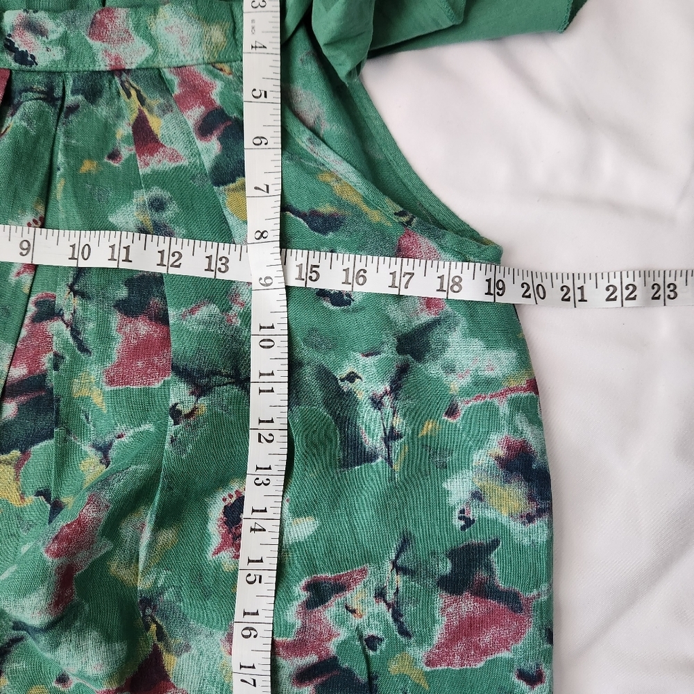 BELLAMBRA MADE IN ITALY 100% Linen Neck Tie Floral Watercolor Printed Dress - Picture 12 of 13